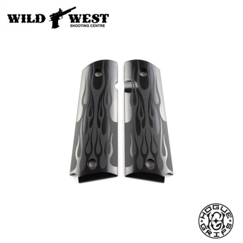 Hogue Xtreme 1911 Govt. Commander Aluminum Grips - Black Flame
