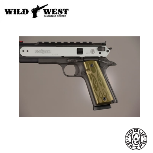 Hogue Xtreme 1911 Govt. Commander Aluminum Grips - ODG Flame