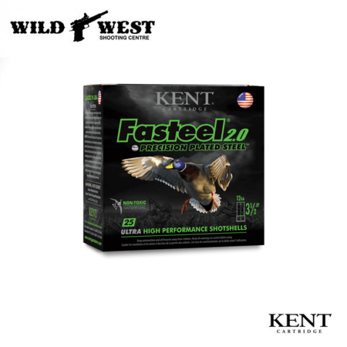 KENT Fasteel 2.0 Precision Plated Steel 12ga. 3-1/2", 1-3/8, #2 Shot - 25 Rounds