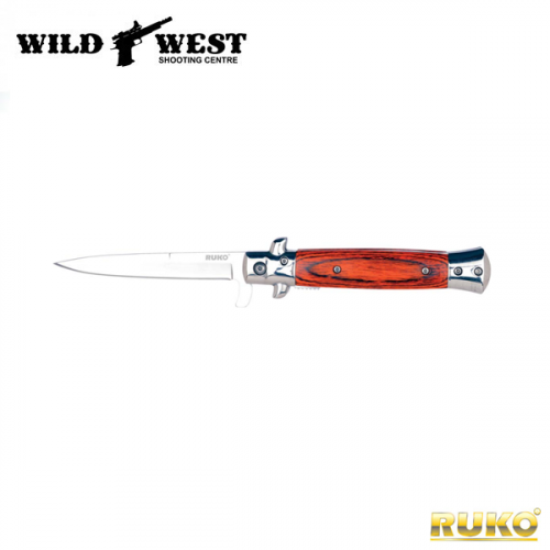 RUKO Knives #RUK0184WP Spring Assist Stiletto Knife -  Pakkawood Handle