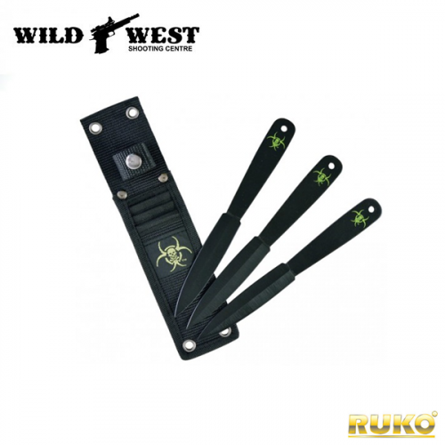 RUKO Knives #G-303B 3-Piece Double Edge Spear Point Throwing Knife Set